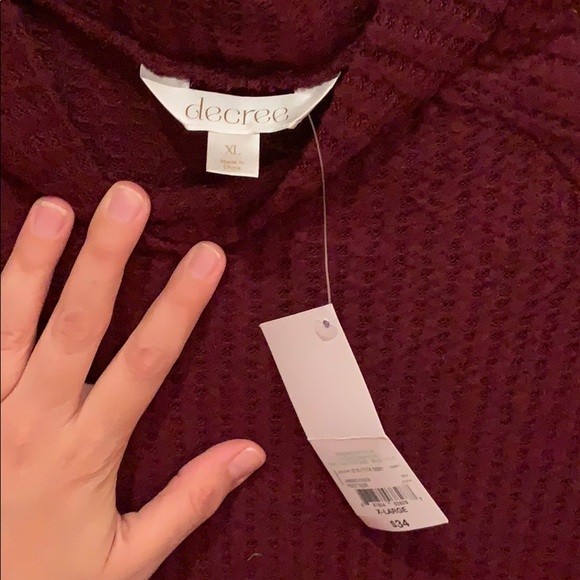 Burgundy/wine mock neck cold shoulders sweater. - Picture 2 of 2